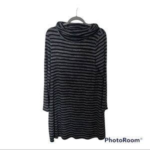 Market & Spruce black and grey stripe comfy turtleneck sweater dress size L